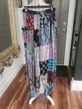 Floral Patchwork Wide Leg Pants